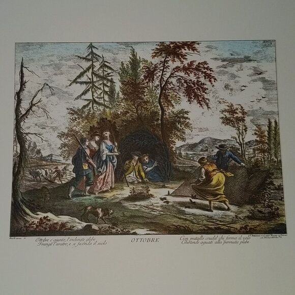 Giuseppe Zocchi vintage lithograph print Ottobre - Picture 5 of 15